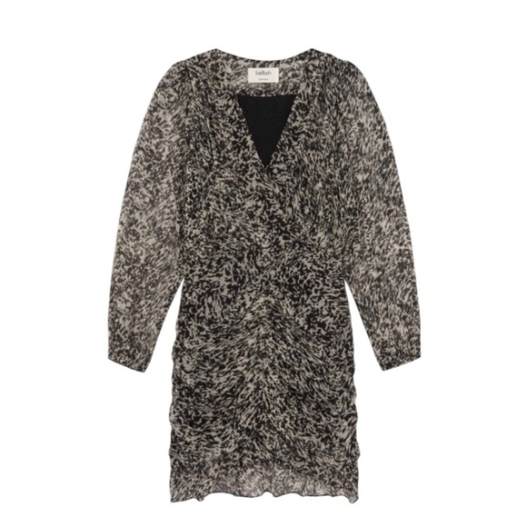 Ba&sh Ezra Ruched Chiffon Mini Dress XS French Girl Style - Picture 10 of 15